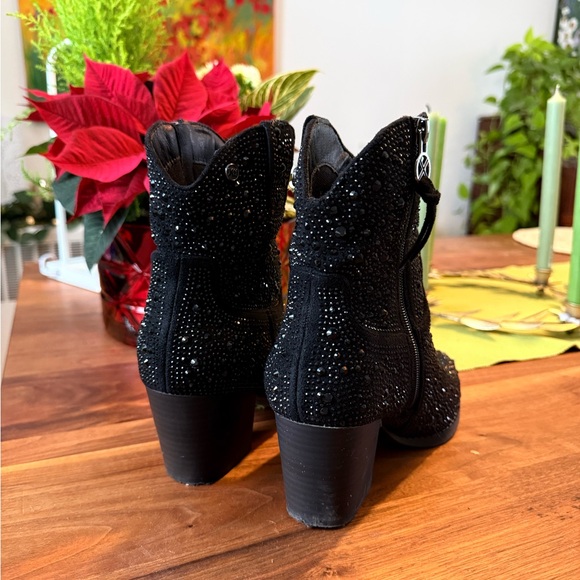 Xti Black Rhinestone Ankle Cowboy Boots Size 38 - Picture 4 of 6